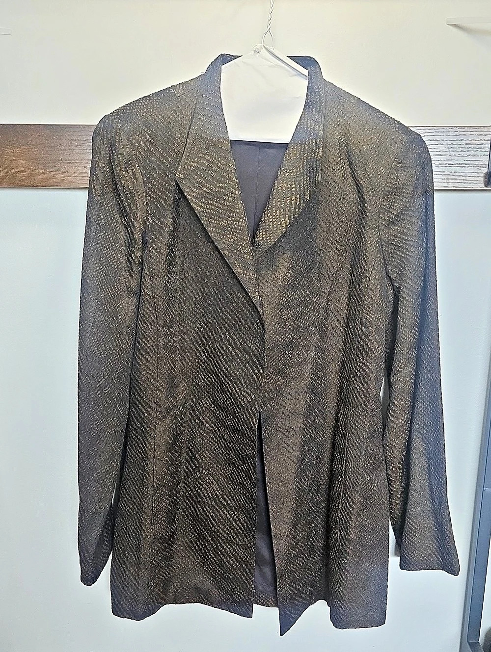 Eileen Fisher Gold-Pattern Blazer in Black Size Small Like New